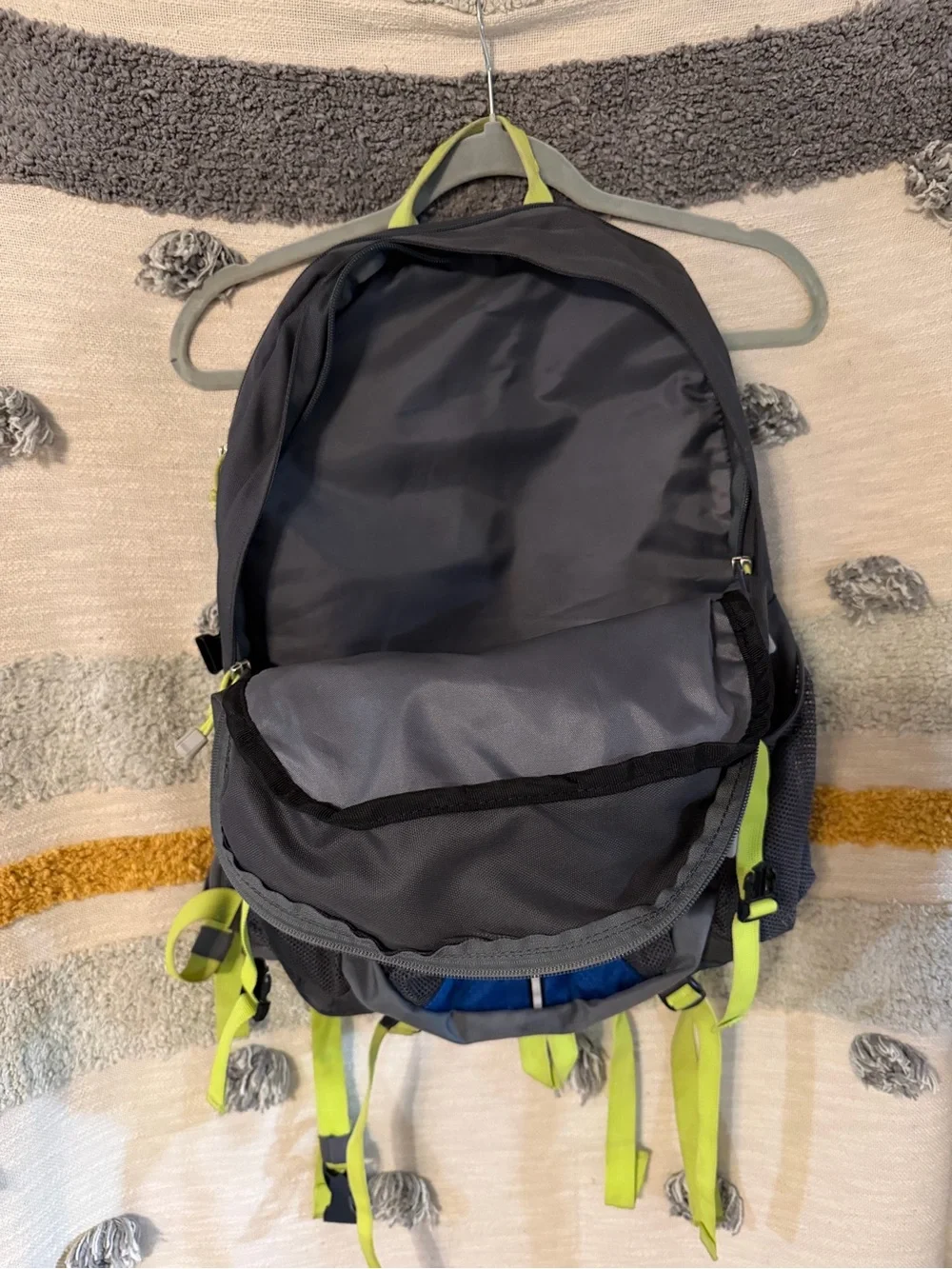 Eddie Bauer Gray & Blue Backpack with Lime Highlights